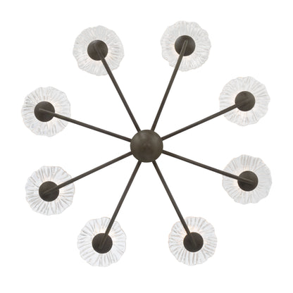 Golden Lighting Coral Bloom Integrated LED 31in Chandelier in Black Slate with Pressed Clear Glass - - Golden Lighting