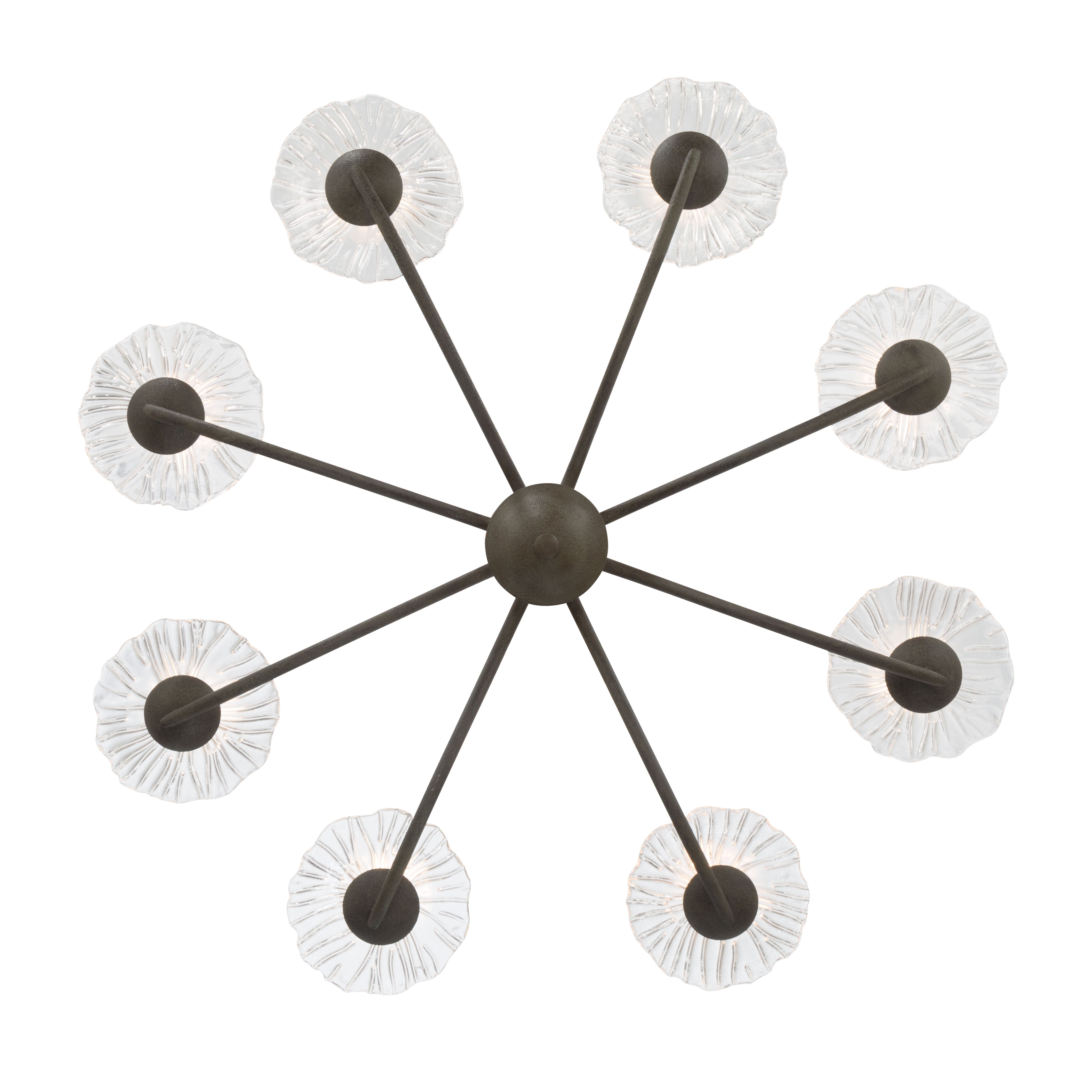 Golden Lighting Coral Bloom Integrated LED 31in Chandelier in Black Slate with Pressed Clear Glass - - Golden Lighting