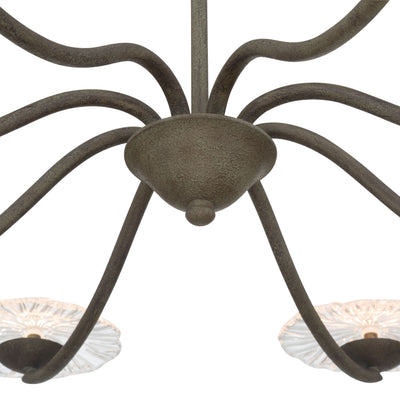 Golden Lighting Coral Bloom Integrated LED 31in Chandelier in Black Slate with Pressed Clear Glass - - Golden Lighting