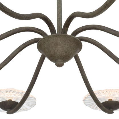 Golden Lighting Coral Bloom Integrated LED 31in Chandelier in Black Slate with Pressed Clear Glass - - Golden Lighting