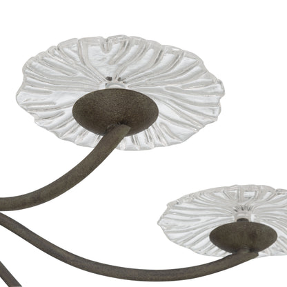 Golden Lighting Coral Bloom Integrated LED 31in Chandelier in Black Slate with Pressed Clear Glass - - Golden Lighting