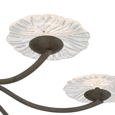 Golden Lighting Coral Bloom Integrated LED 31in Chandelier in Black Slate with Pressed Clear Glass - - Golden Lighting