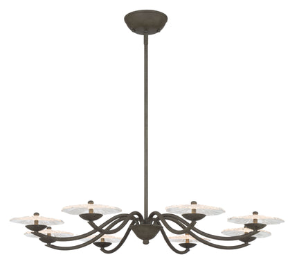 Golden Lighting Coral Bloom Integrated LED 31in Chandelier in Black Slate with Pressed Clear Glass - Default Title - Golden Lighting