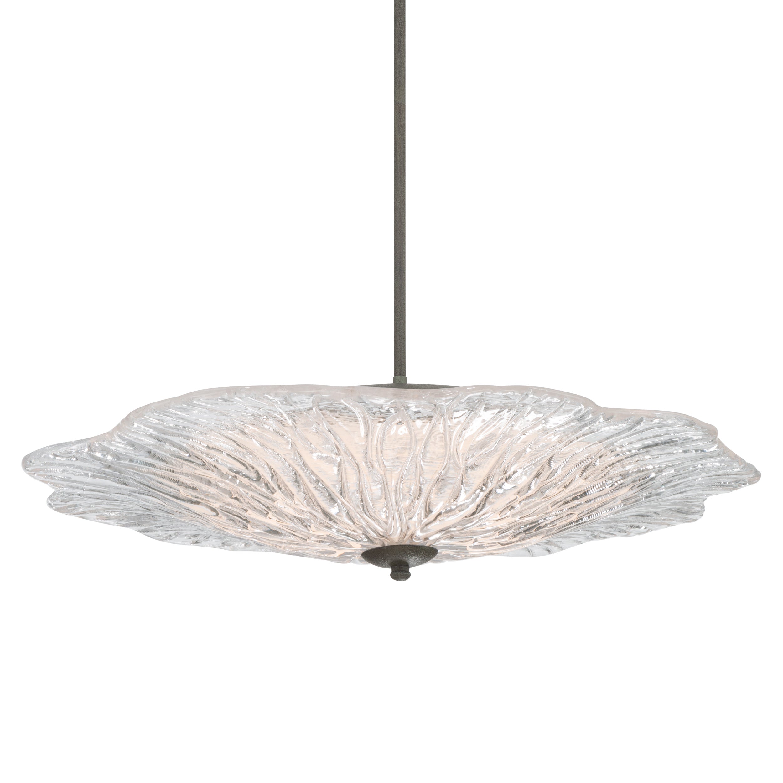 Golden Lighting Coral Bloom Integrated LED 31in Pendant in Black Slate with Pressed Clear Glass