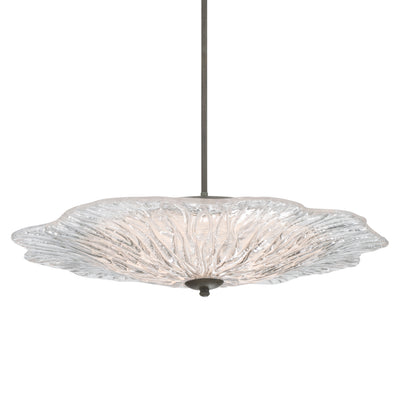 Golden Lighting Coral Bloom Integrated LED 31in Pendant in Black Slate with Pressed Clear Glass - - Golden Lighting