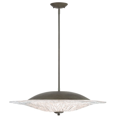 Golden Lighting Coral Bloom Integrated LED 31in Pendant in Black Slate with Pressed Clear Glass - - Golden Lighting