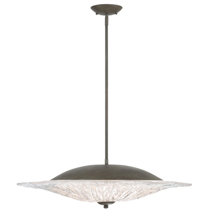 Golden Lighting Coral Bloom Integrated LED 31in Pendant in Black Slate with Pressed Clear Glass - - Golden Lighting