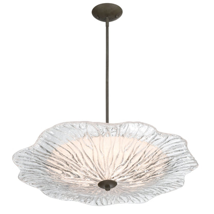 Golden Lighting Coral Bloom Integrated LED 31in Pendant in Black Slate with Pressed Clear Glass - - Golden Lighting