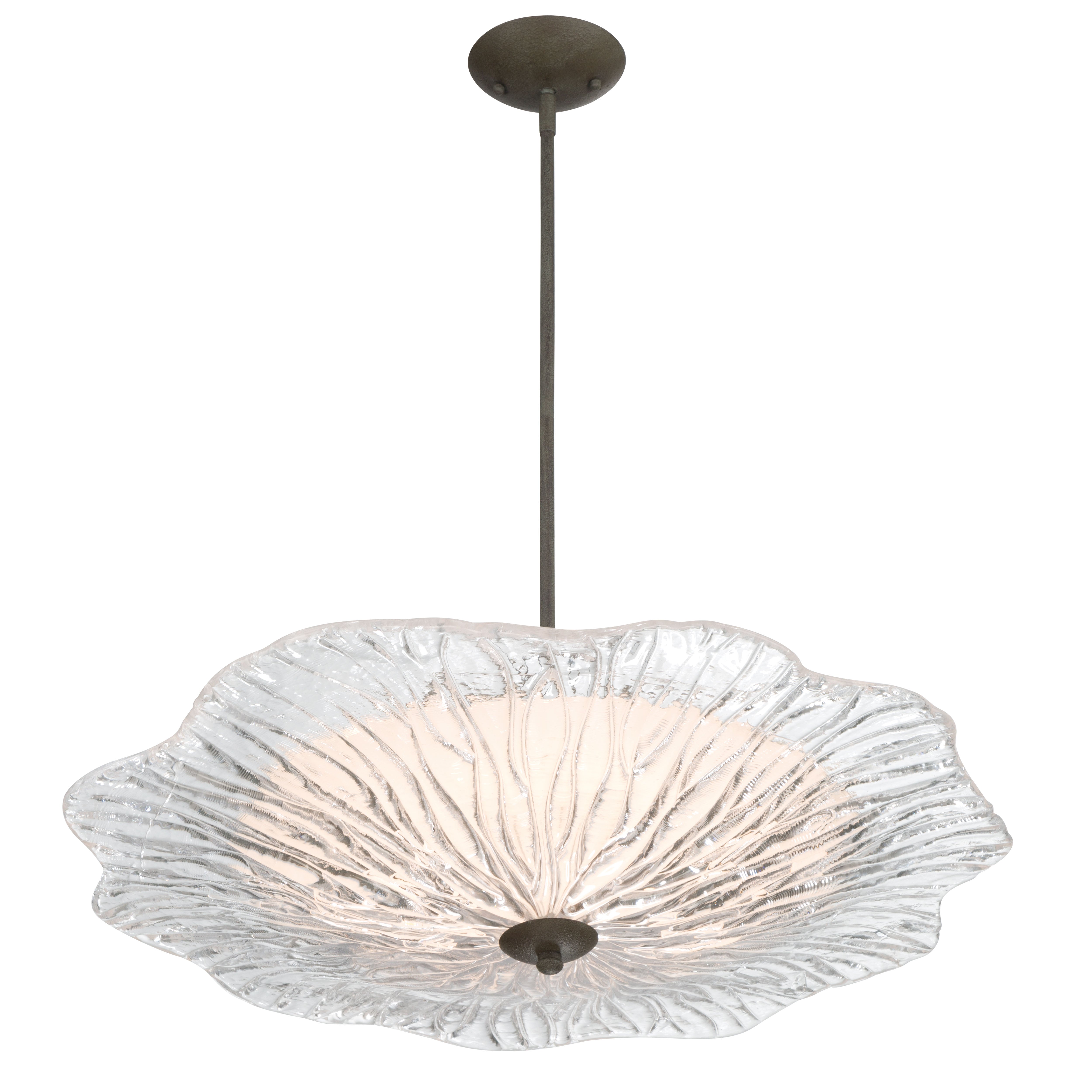 Golden Lighting Coral Bloom Integrated LED 31in Pendant in Black Slate with Pressed Clear Glass