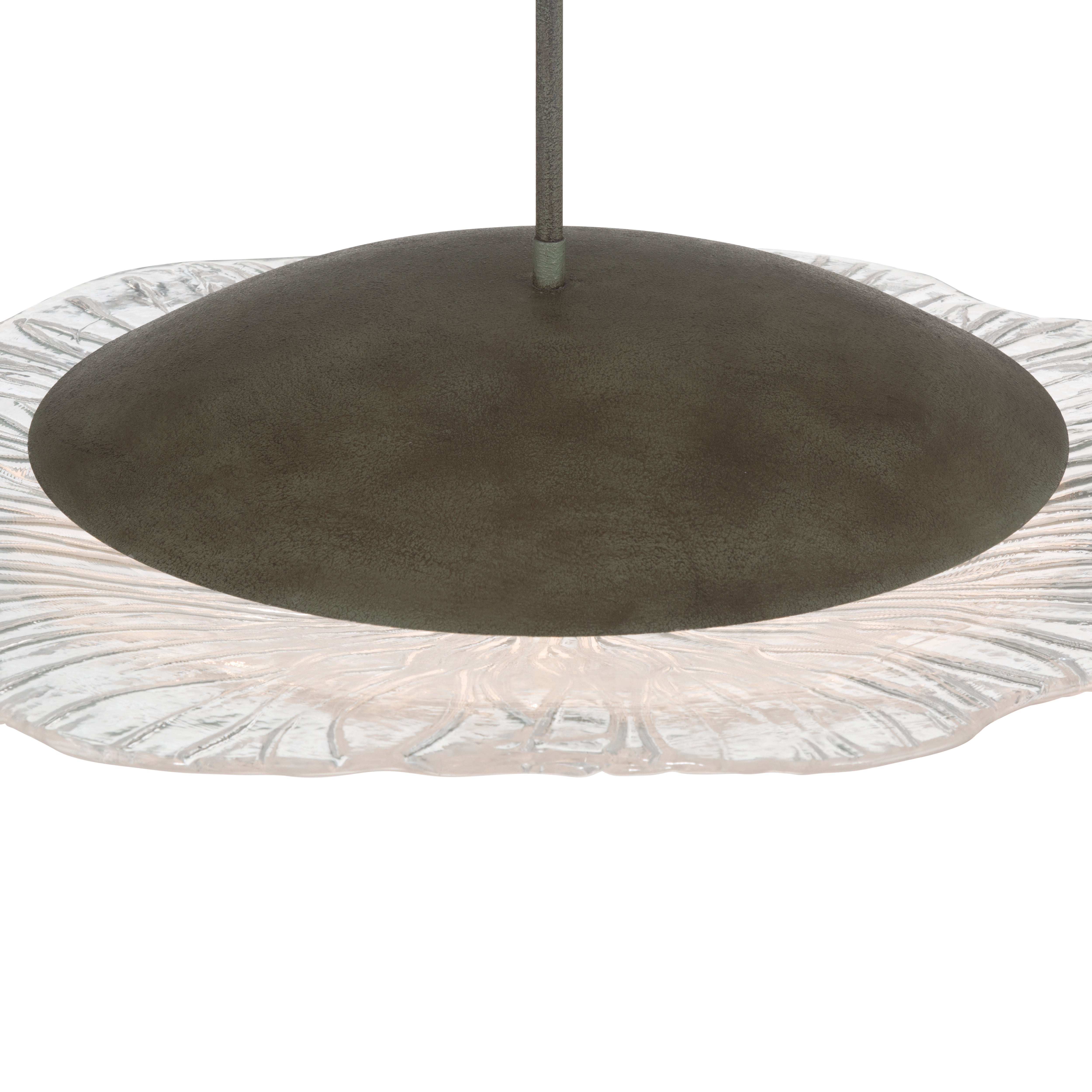 Golden Lighting Coral Bloom Integrated LED 31in Pendant in Black Slate with Pressed Clear Glass - - Golden Lighting