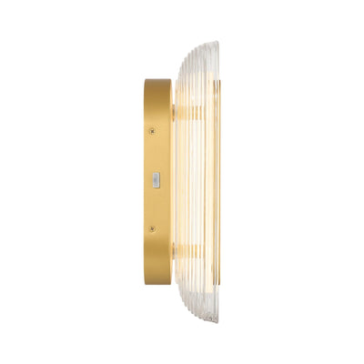 Plexus Integrated LED 13" Outdoor Wall in Satin Brushed Gold, side view - Golden Lighting