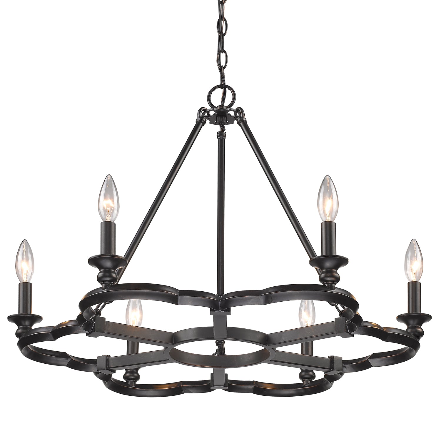 Smithsonian Saxon 6 Light Chandelier in Aged Bronze - Aged Bronze / No Shade / N/A - Golden Lighting