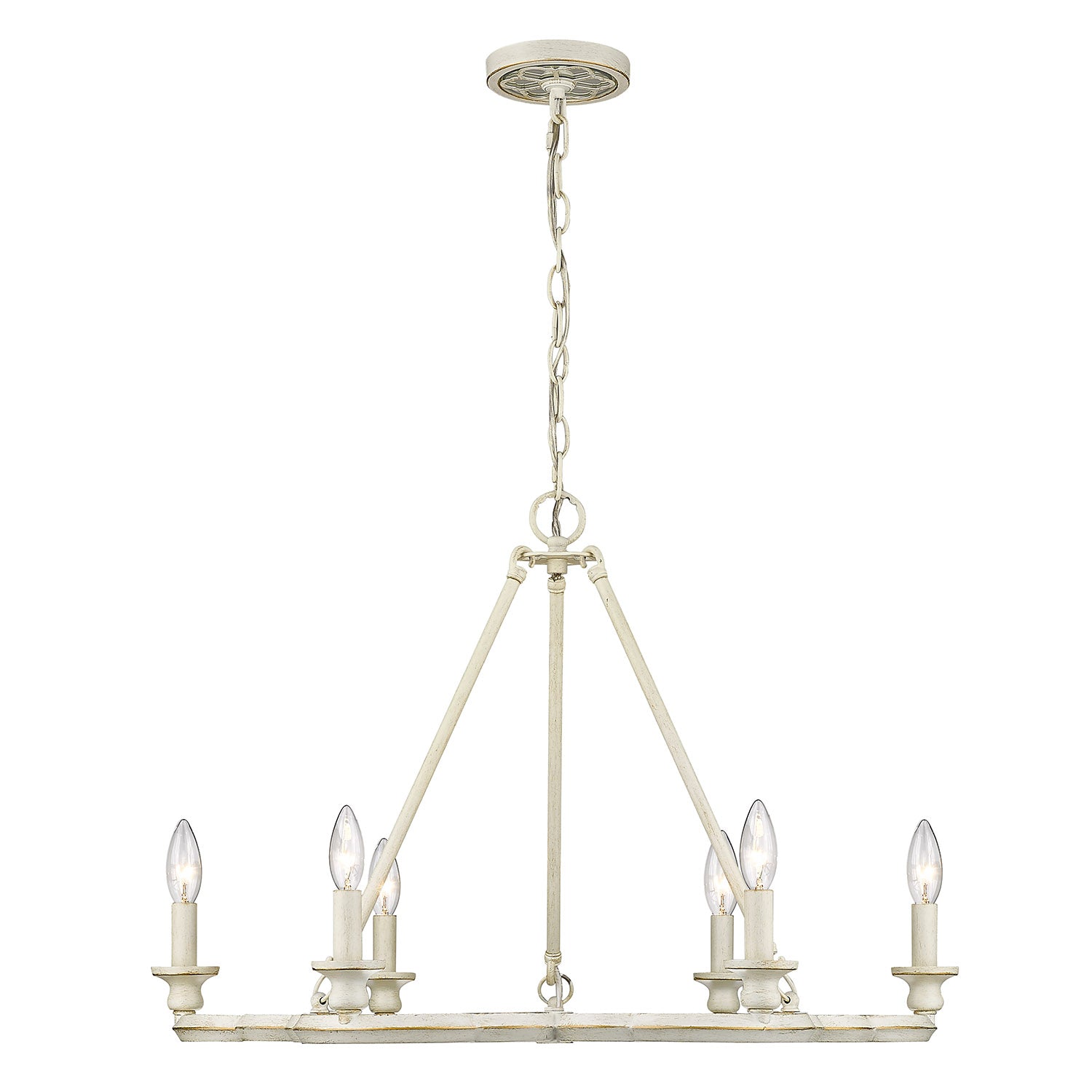 Smithsonian Saxon 6 Light Chandelier in French White - French White / No Shade / N/A - Golden Lighting