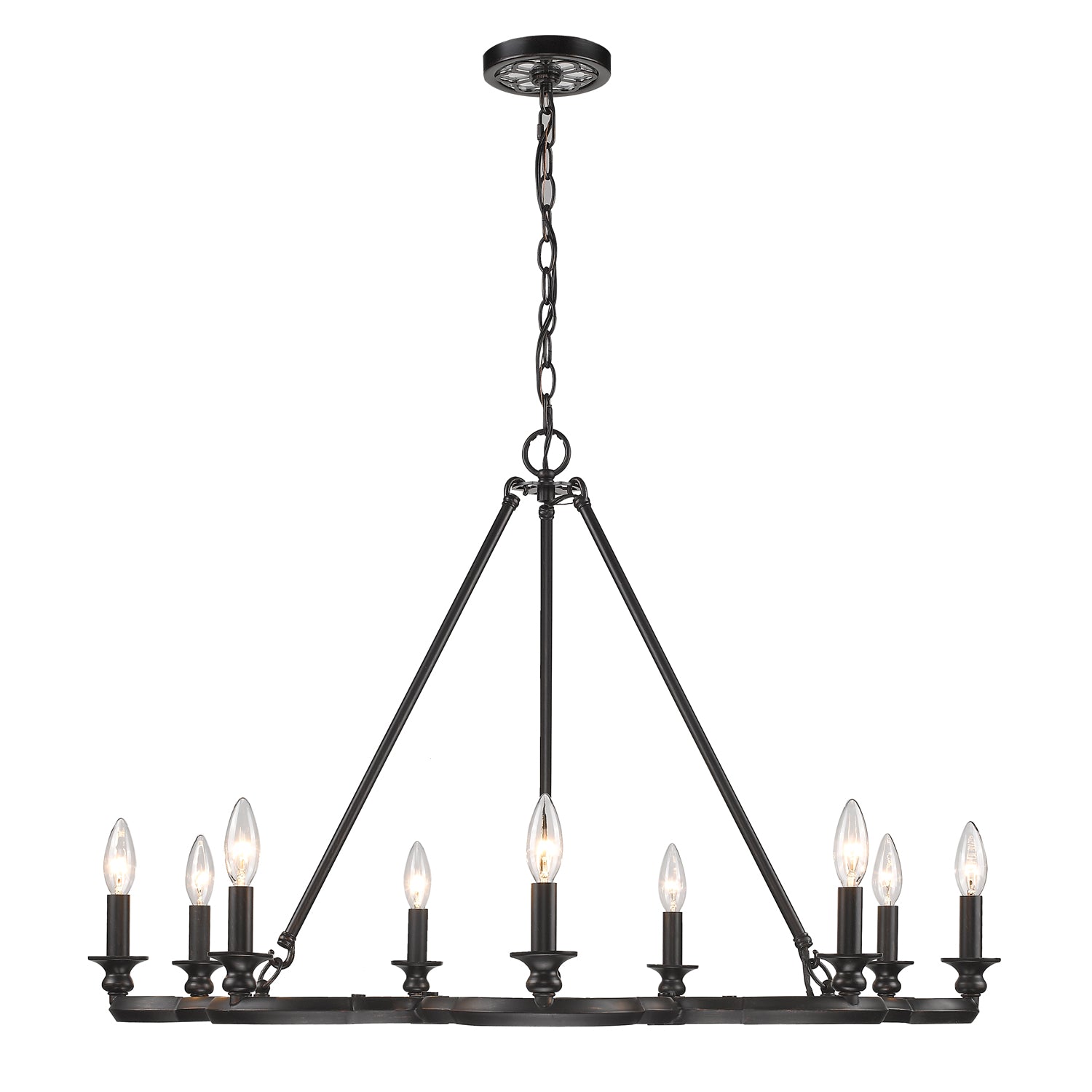 Smithsonian Saxon 9 Light Chandelier in Aged Bronze - Aged Bronze / No Shade / N/A - Golden Lighting