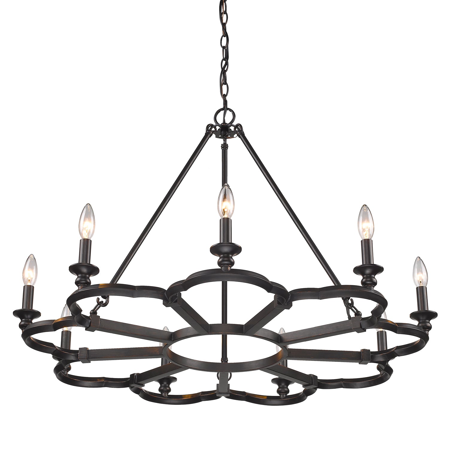 Smithsonian Saxon 9 Light Chandelier in Aged Bronze - - Golden Lighting