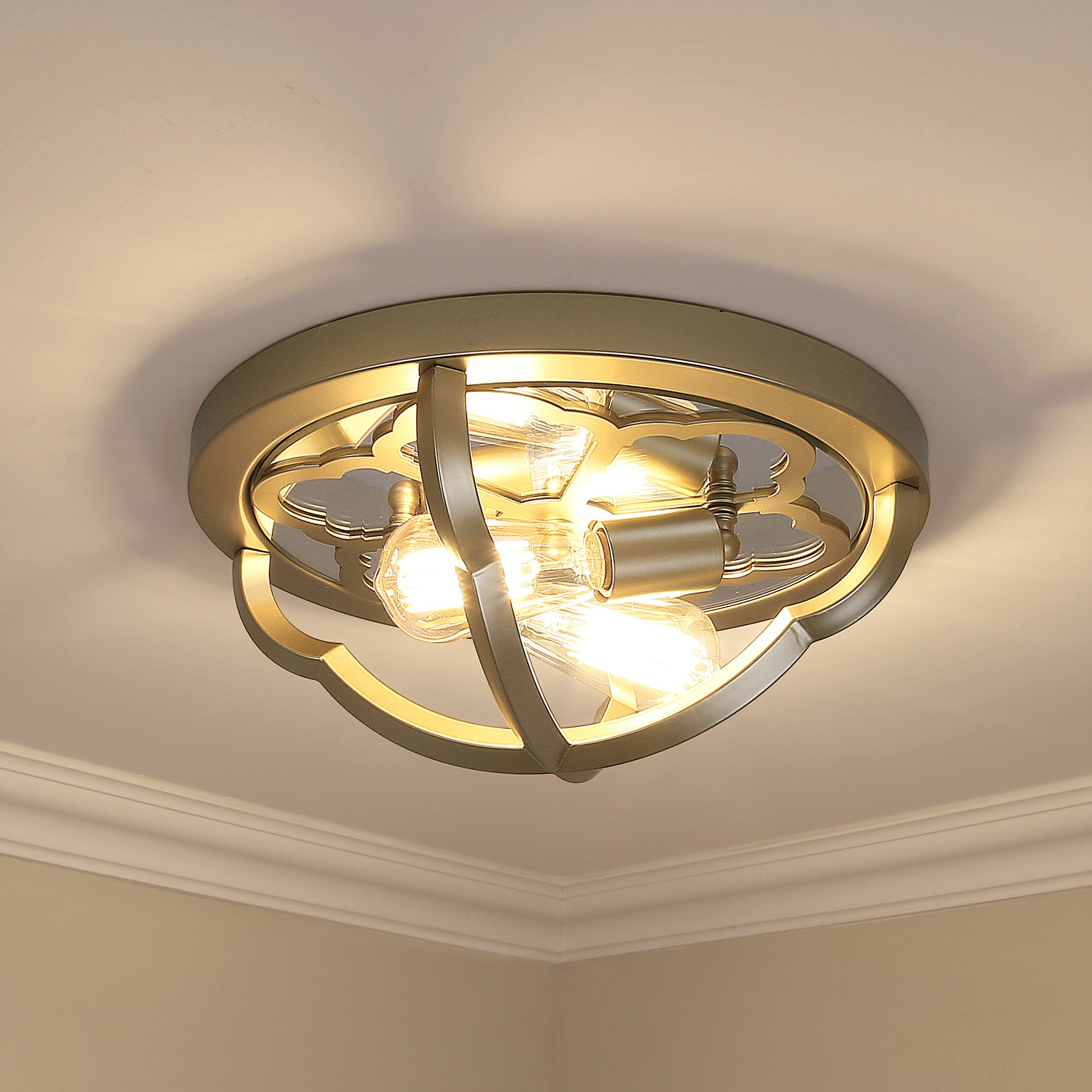 Saxon Flush Mount in Olympic Gold - Olympic Gold / No Shade / NA - Golden Lighting