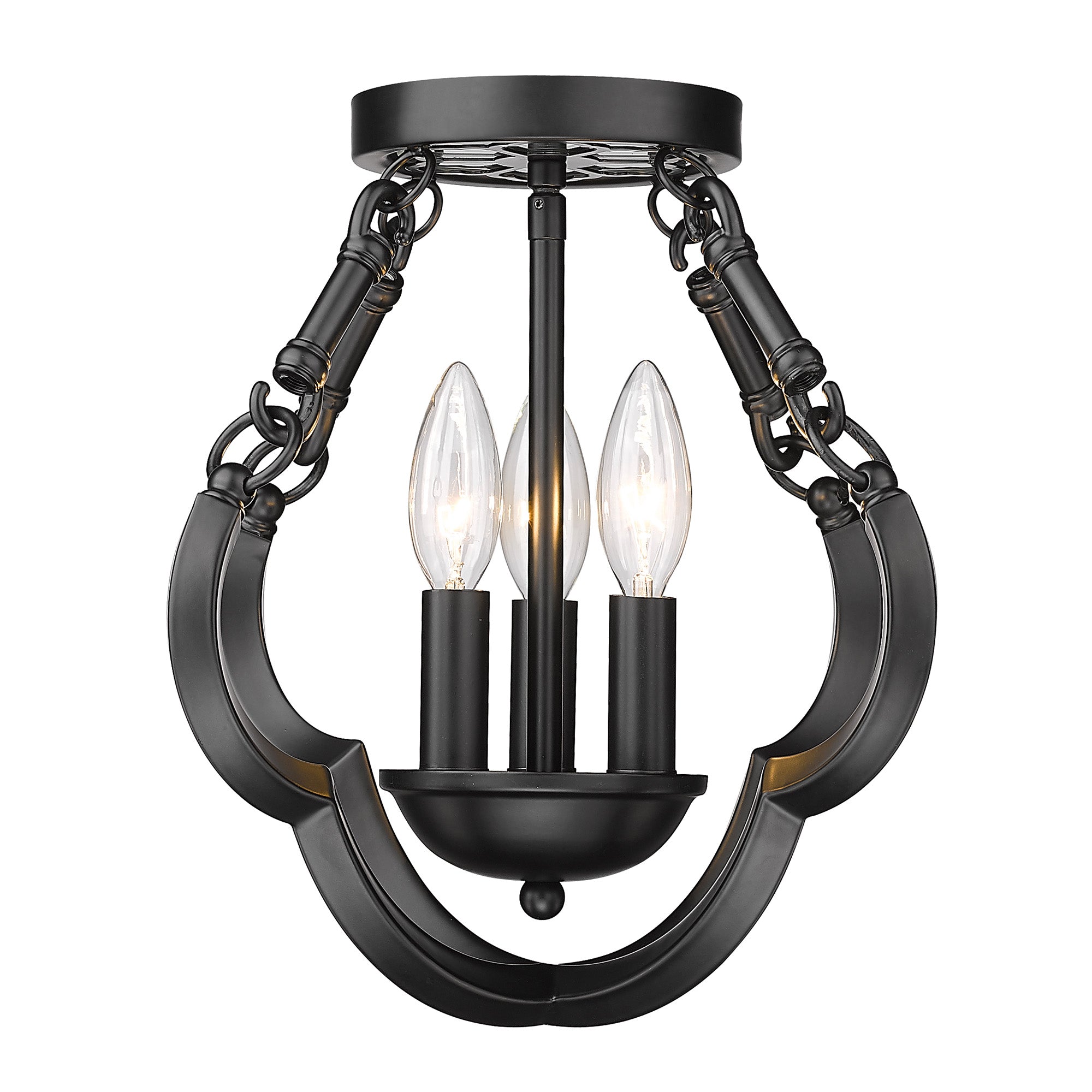 Saxon 3-light Semi-Flush Mount in Matte Black