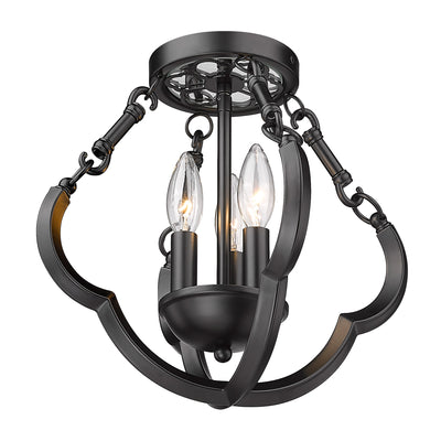 Saxon 3-light Semi-Flush Mount in Matte Black