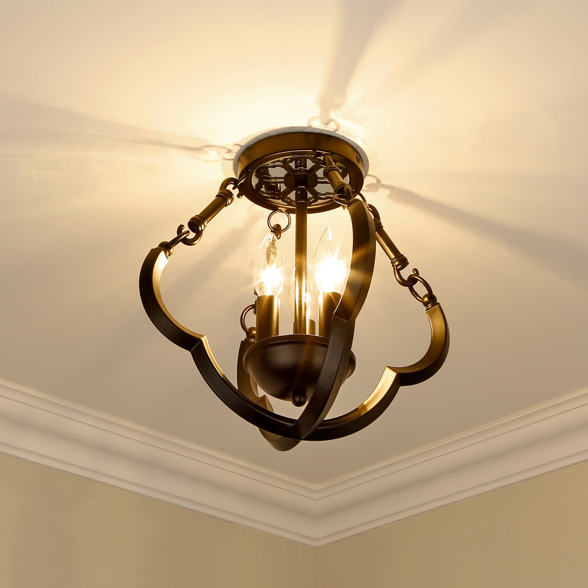 Saxon 3-light Semi-Flush Mount in Matte Black