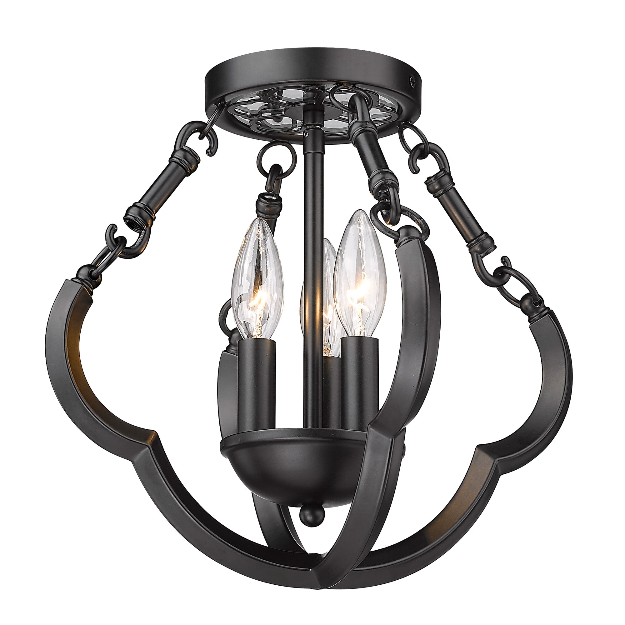 Saxon 3-light Semi-Flush Mount in Matte Black - - Golden Lighting