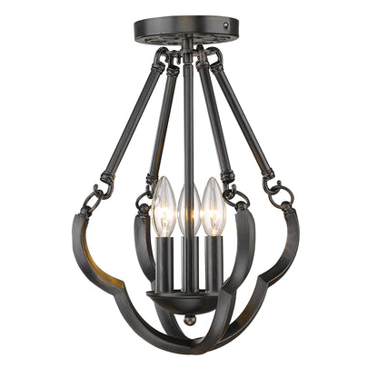 Smithsonian Saxon Semi Flush Convertible in Aged Bronze - - Golden Lighting