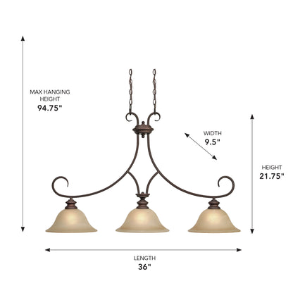 Lancaster 3-light Pendant in Rubbed Bronze