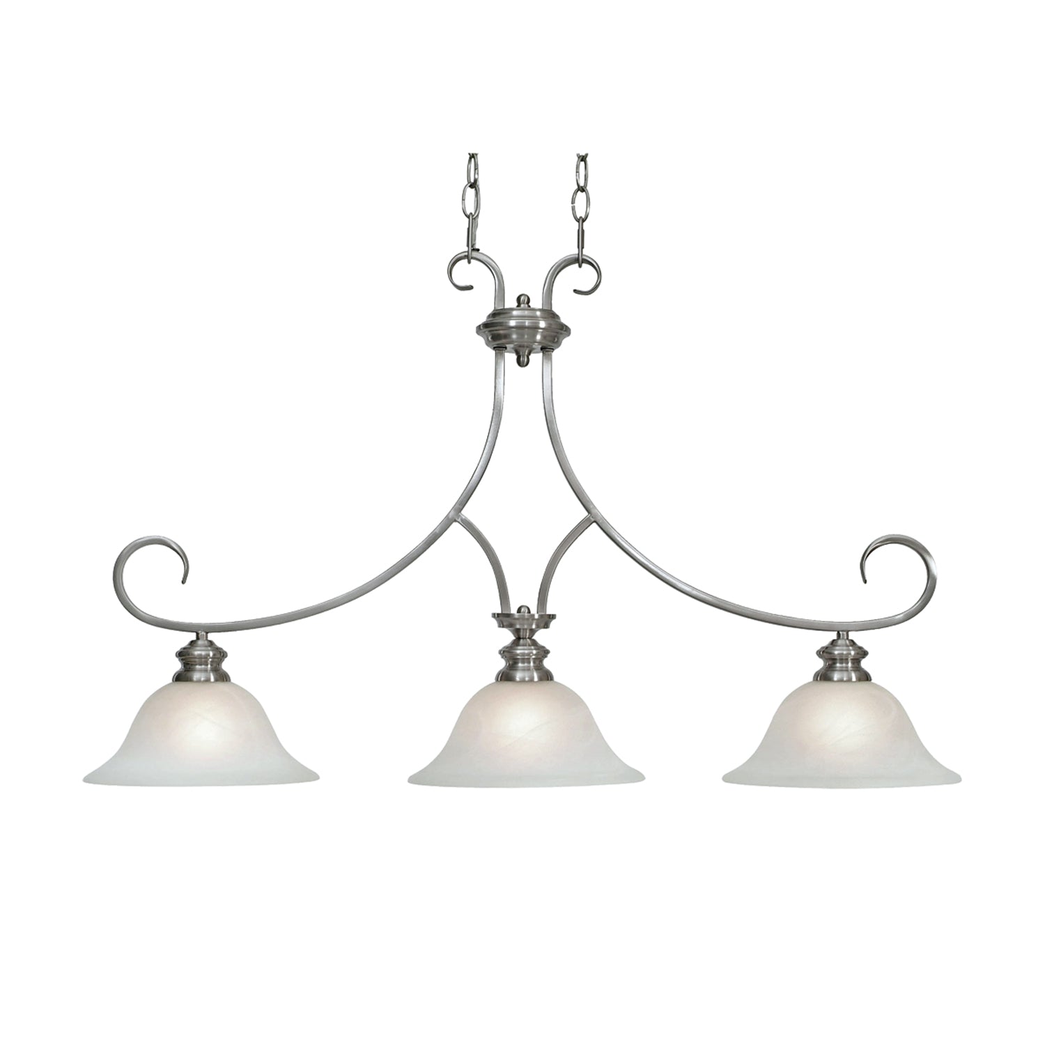 Lancaster 3 Light Linear Pendant in Pewter with Marbled Glass - - Golden Lighting