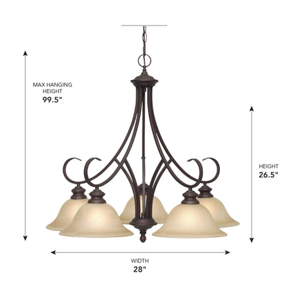 Lancaster 5-light Chandelier in Rubbed Bronze