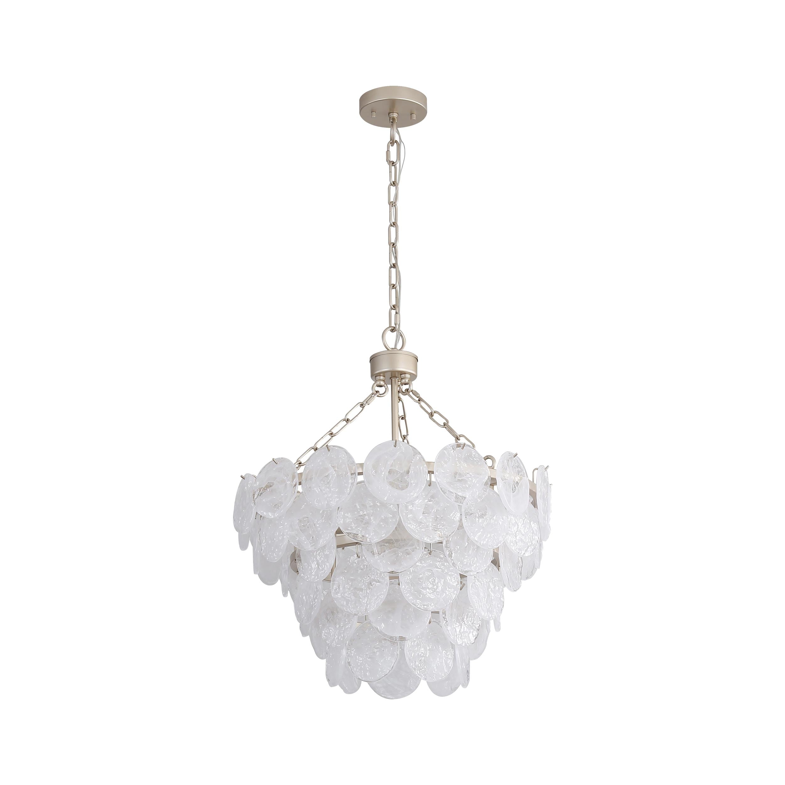 Yep by Golden Lighting Cascada 8-light Pendant in Aegean Silver and Cirrus Cloud Glass - - Golden Lighting