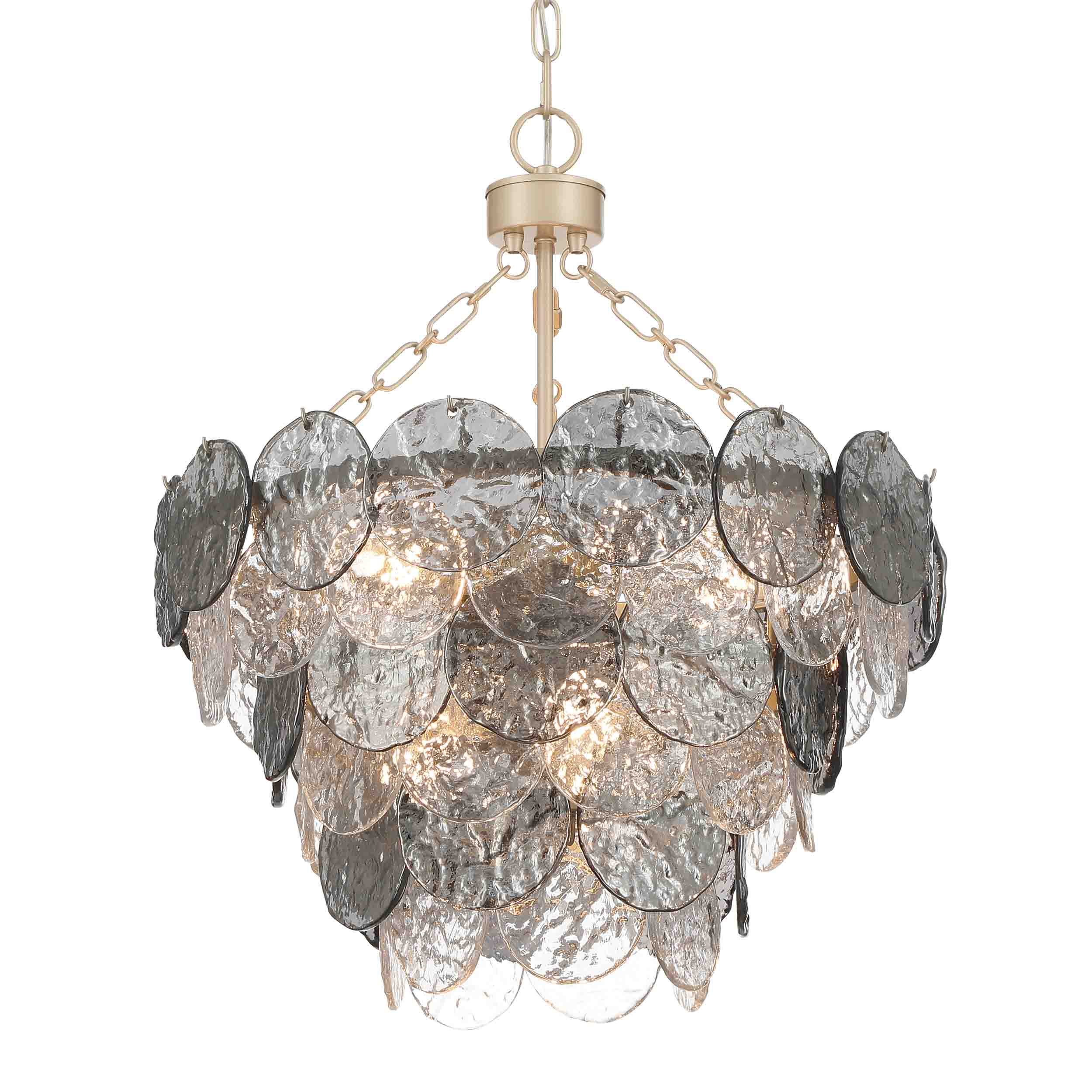Yep by Golden Lighting Cascada 8-light Pendant in Aegean Silver and Smoke Plated Glass - - Golden Lighting