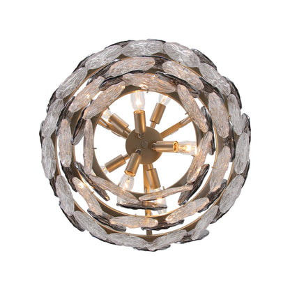 Yep by Golden Lighting Cascada 8-light Pendant in Aegean Silver and Smoke Plated Glass - - Golden Lighting