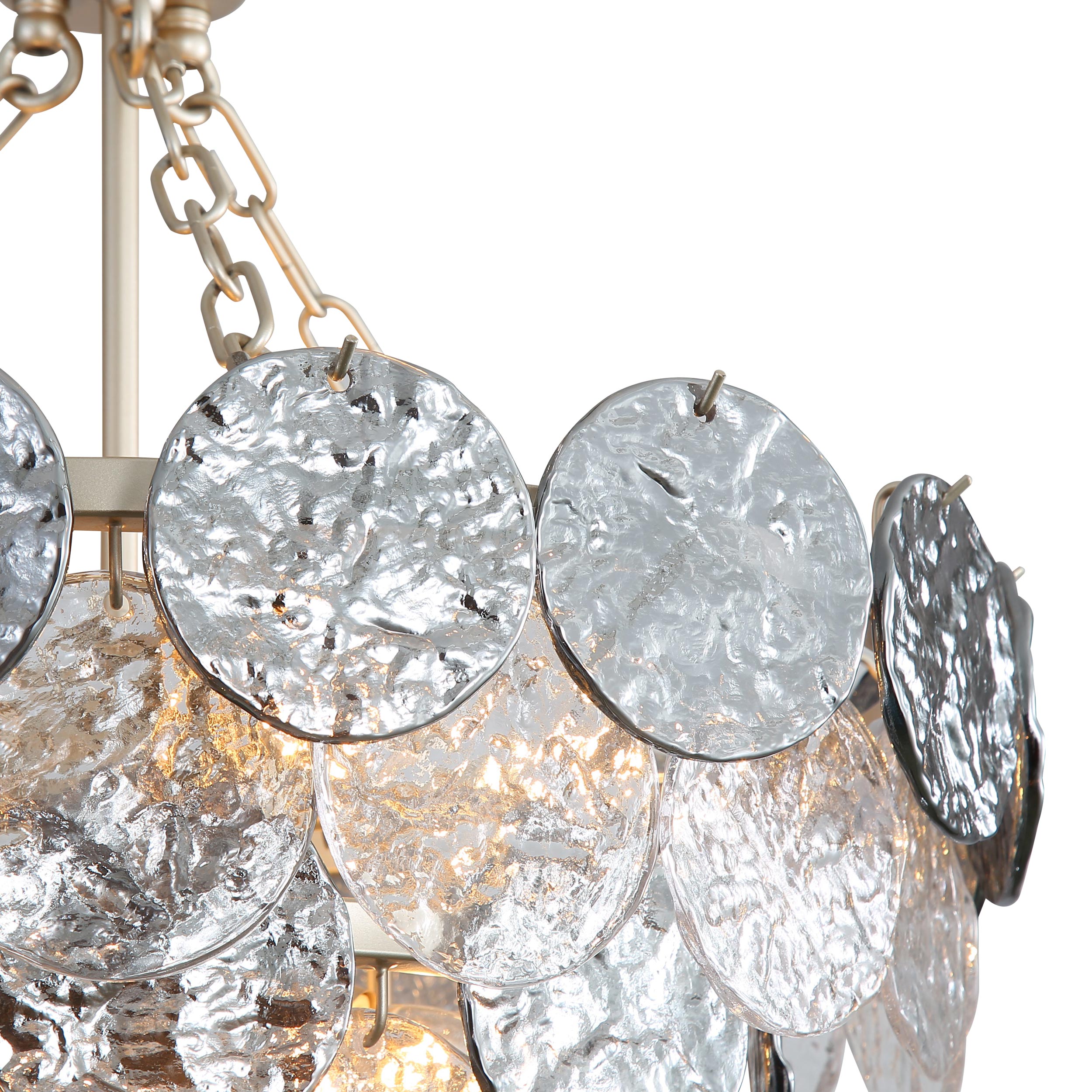 Yep by Golden Lighting Cascada 8-light Pendant in Aegean Silver and Smoke Plated Glass - - Golden Lighting