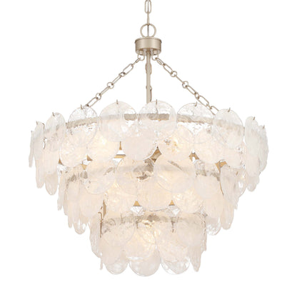 Yep by Golden Lighting Cascada 11-light Pendant in Aegean Silver and Cirrus Cloud Glass - - Golden Lighting