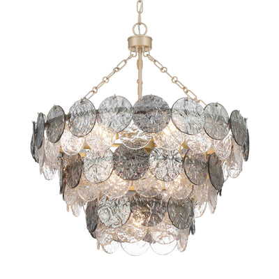 Yep by Golden Lighting Cascada 11-light Pendant in Aegean Silver and Smoke Plated Glass - - Golden Lighting
