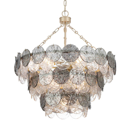 Yep by Golden Lighting Cascada 11-light Pendant in Aegean Silver and Smoke Plated Glass - - Golden Lighting