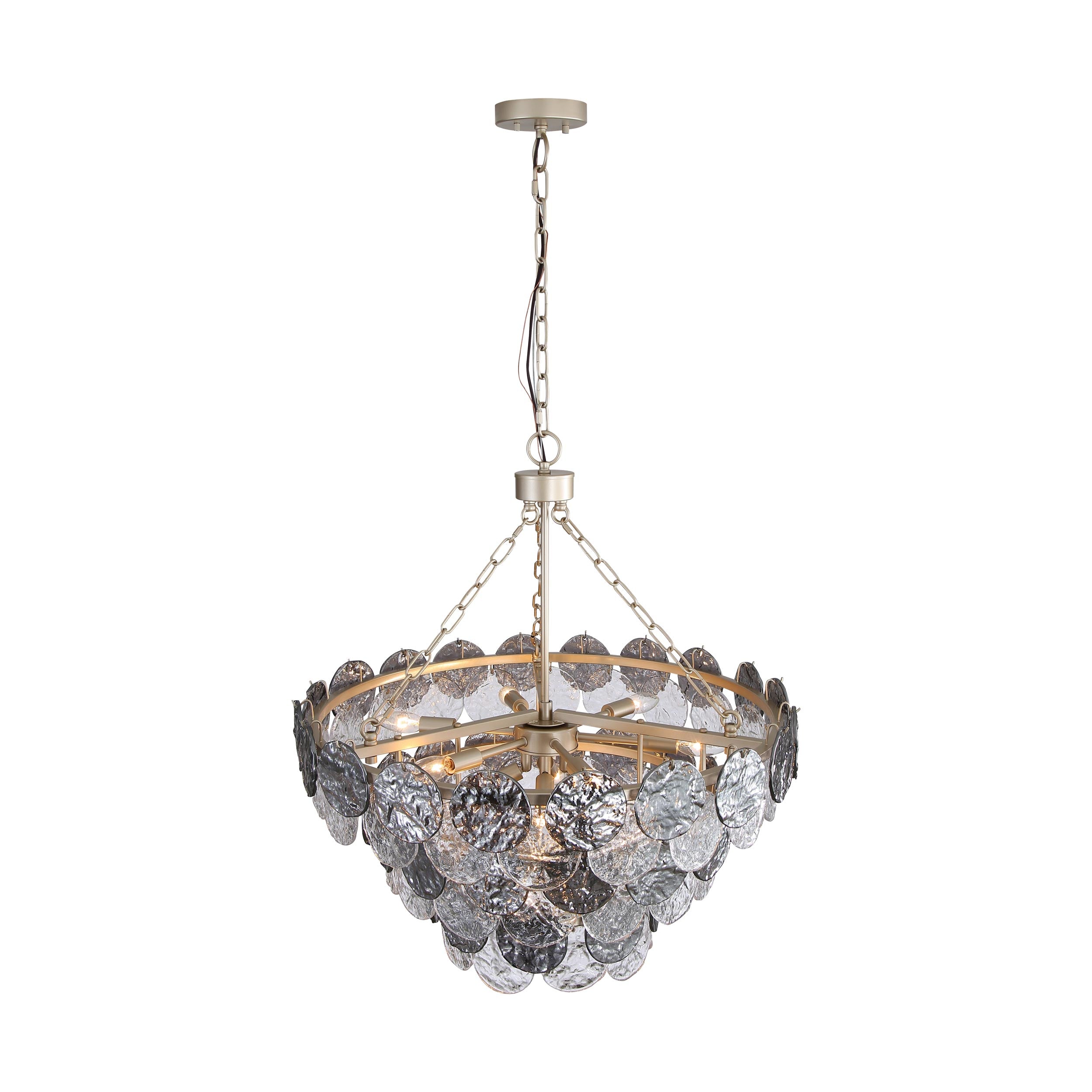 Yep by Golden Lighting Cascada 11-light Pendant in Aegean Silver and Smoke Plated Glass - - Golden Lighting
