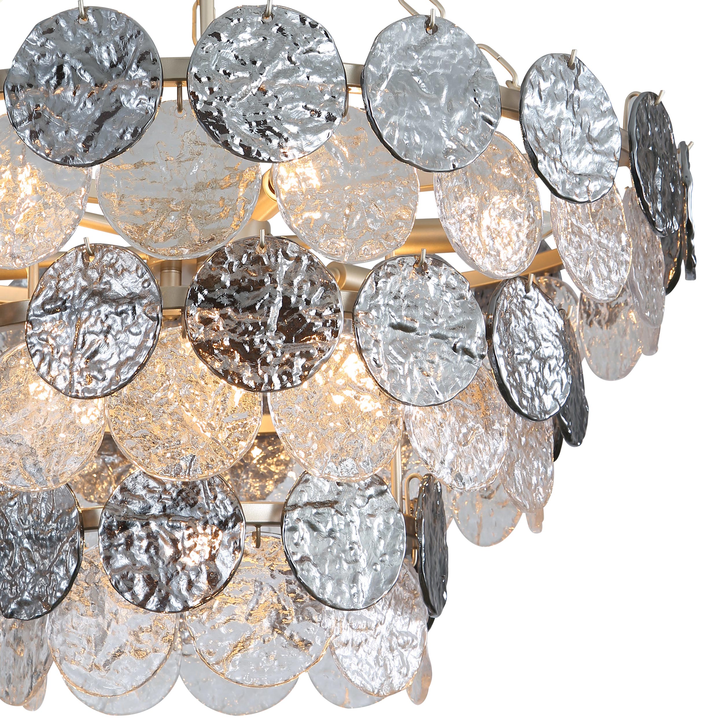 Yep by Golden Lighting Cascada 11-light Pendant in Aegean Silver and Smoke Plated Glass - - Golden Lighting