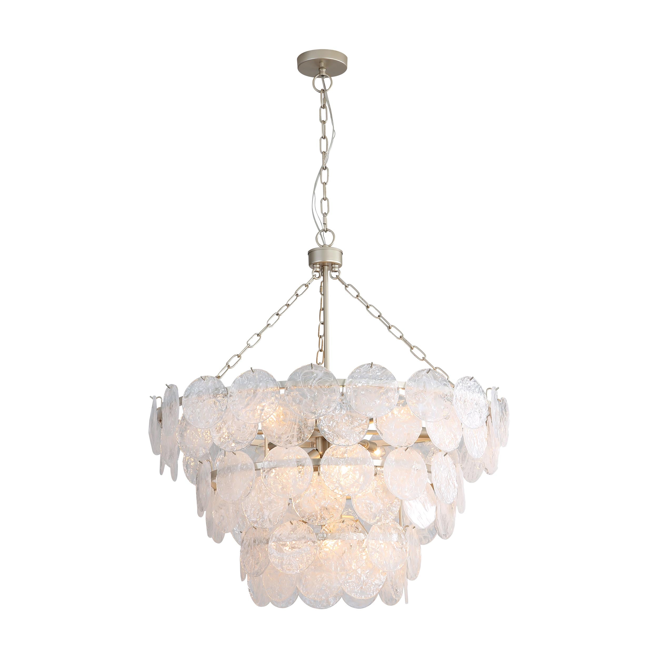 Yep by Golden Lighting Cascada 13-light Pendant in Aegean Silver and Cirrus Cloud Glass - - Golden Lighting