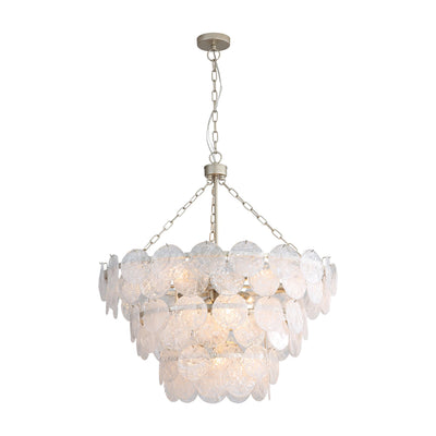 Yep by Golden Lighting Cascada 13-light Pendant in Aegean Silver and Cirrus Cloud Glass - - Golden Lighting