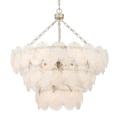 Yep by Golden Lighting Cascada 13-light Pendant in Aegean Silver and Cirrus Cloud Glass - - Golden Lighting