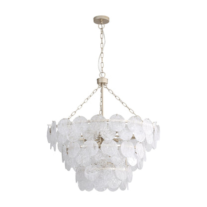Yep by Golden Lighting Cascada 13-light Pendant in Aegean Silver and Cirrus Cloud Glass - - Golden Lighting