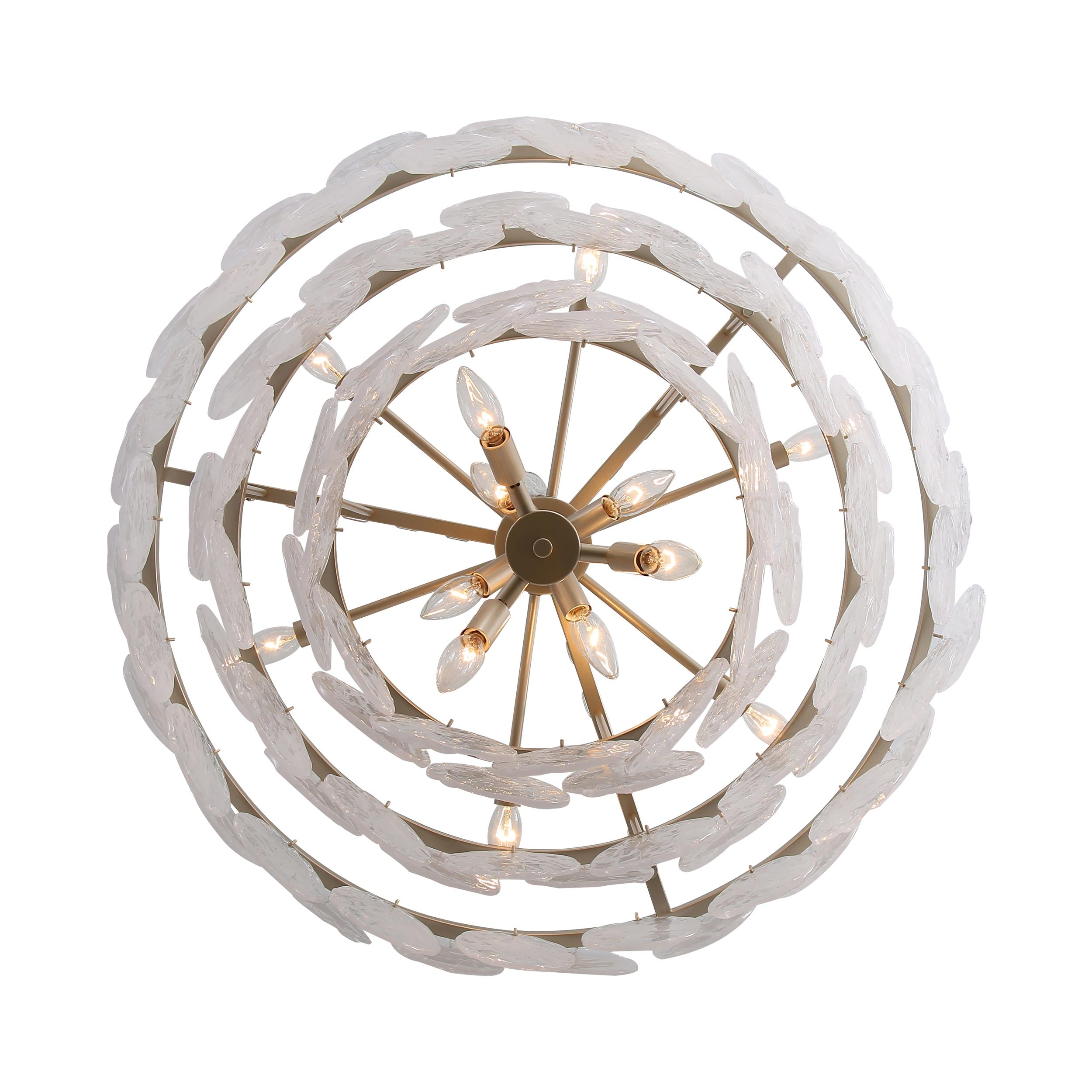 Yep by Golden Lighting Cascada 13-light Pendant in Aegean Silver and Cirrus Cloud Glass - - Golden Lighting