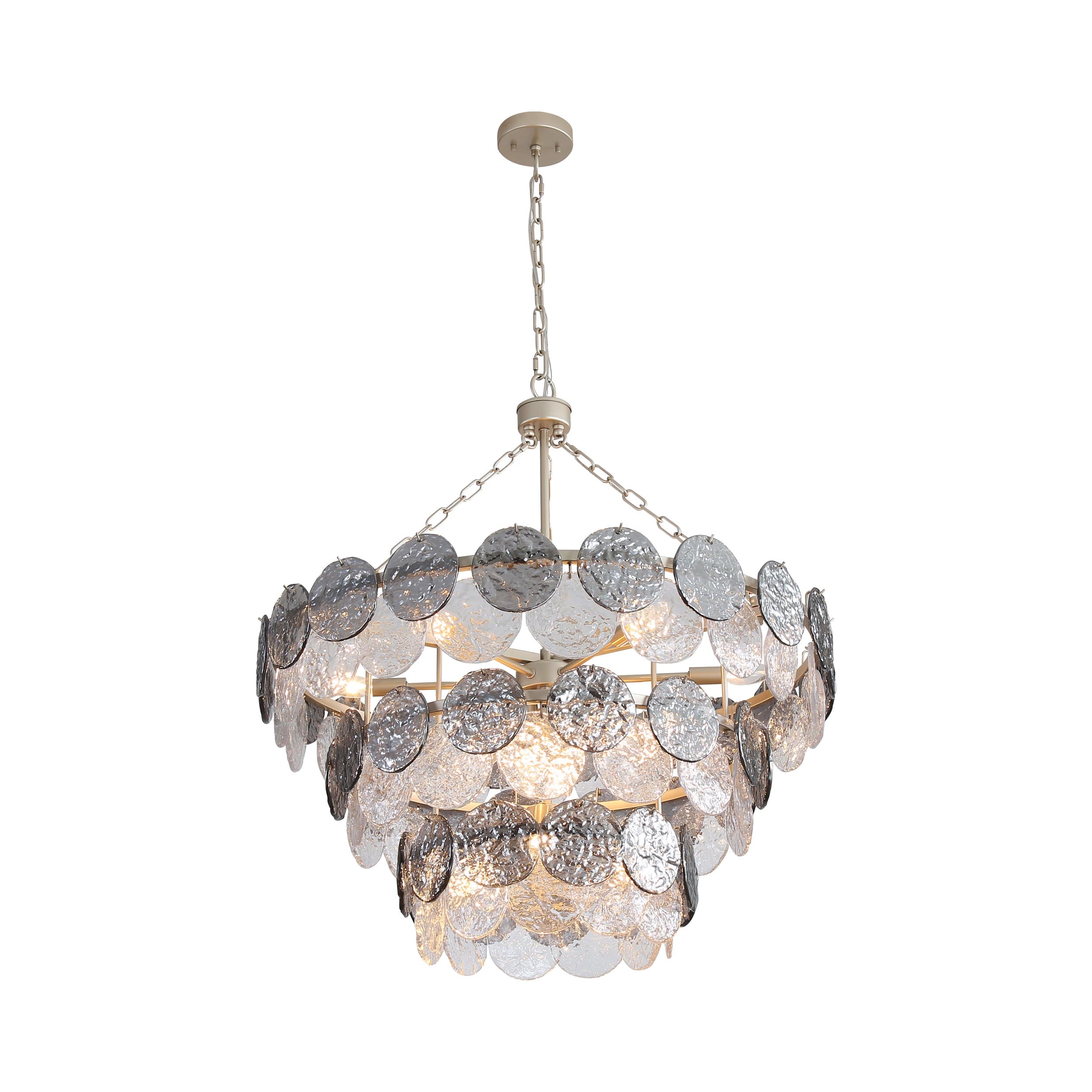 Yep by Golden Lighting Cascada 13-light Pendant in Aegean Silver and Smoke Plated Glass - - Golden Lighting