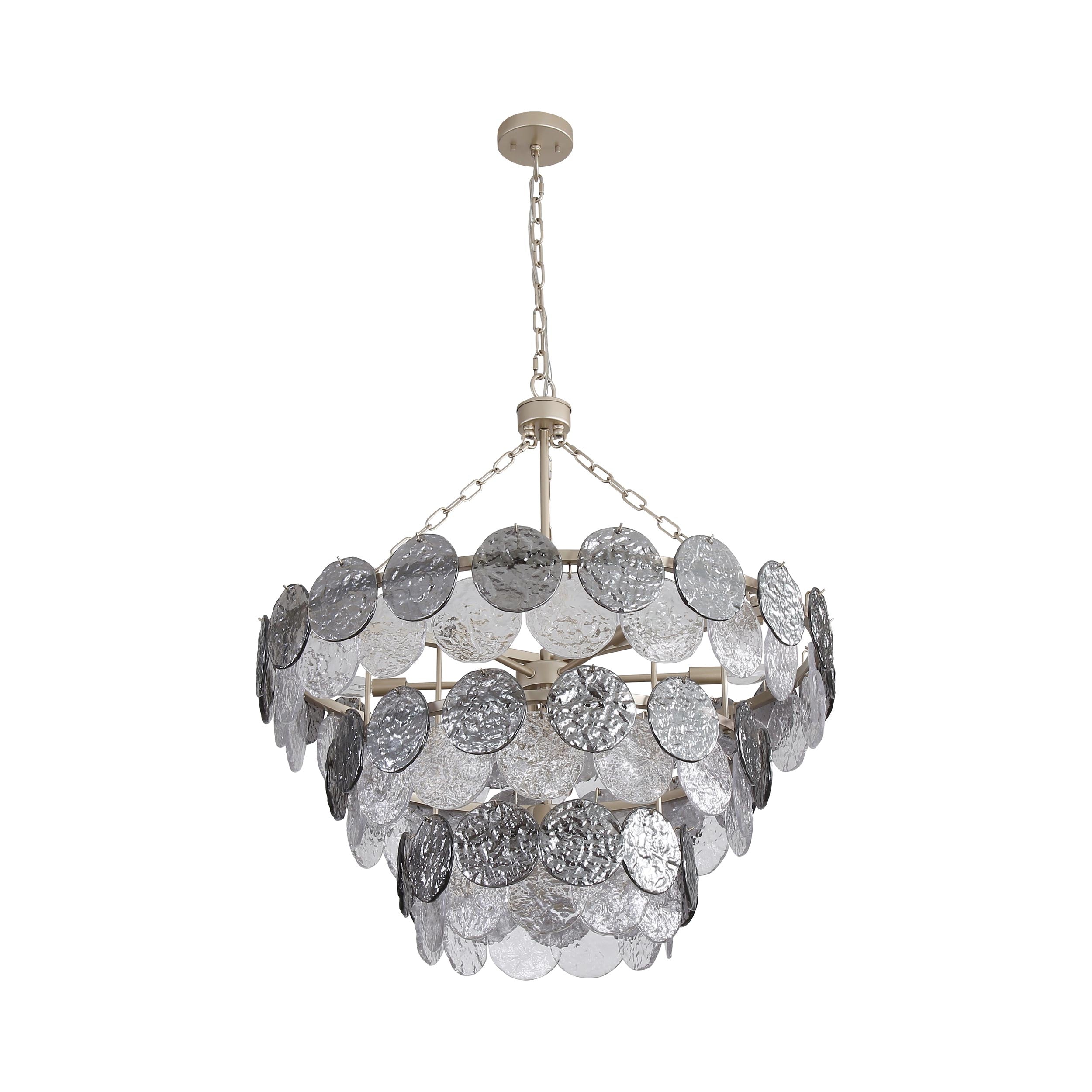 Yep by Golden Lighting Cascada 13-light Pendant in Aegean Silver and Smoke Plated Glass - - Golden Lighting
