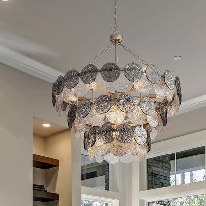 Yep by Golden Lighting Cascada 13-light Pendant in Aegean Silver and Smoke Plated Glass - - Golden Lighting