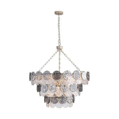 Cascada 3 Tier - 13 Light Pendant in Aegean Silver with Smoke Plated Glass Shade - - Golden Lighting