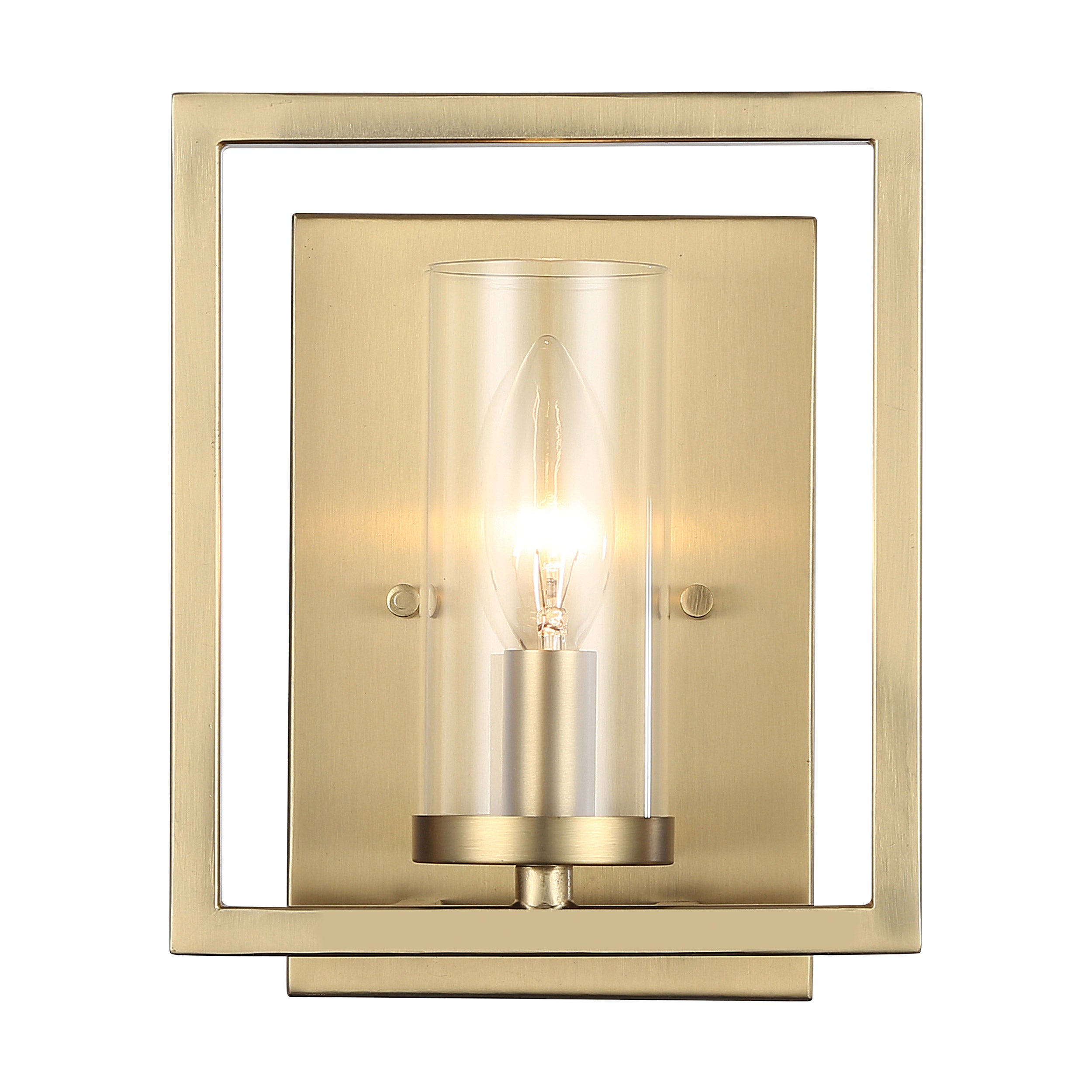 Marco 1-Light Wall Sconce in Brushed Champagne Bronze with Clear Glass - - Golden Lighting