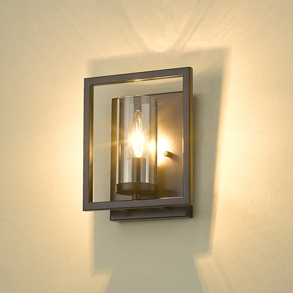 Marco 1 Light Wall Sconce in Matte Black - Matte Black / Clear Glass / Clear - Golden Lighting