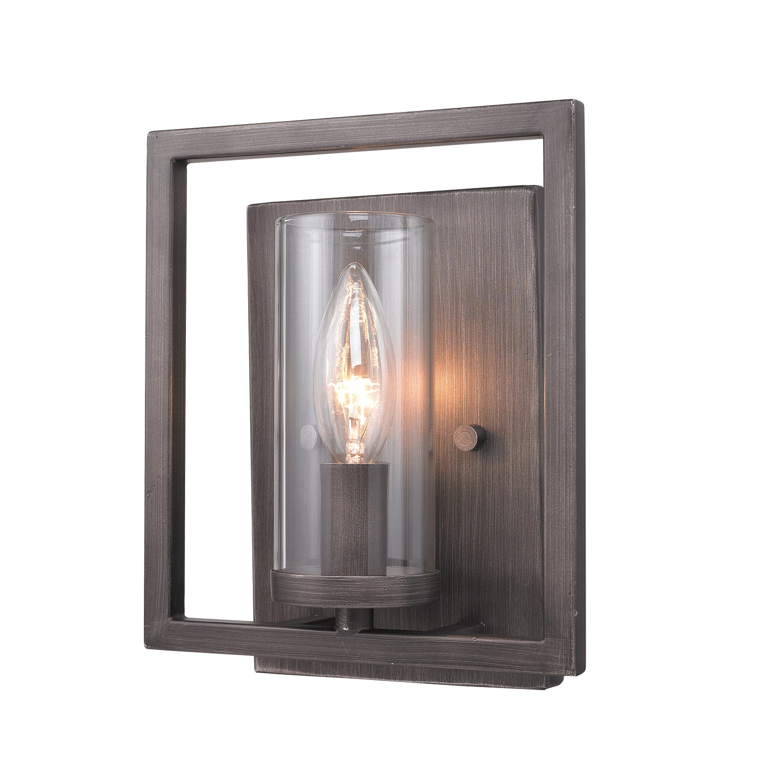 Marco 1 Light Wall Sconce - Gunmetal Bronze / Clear Glass / Clear - Golden Lighting