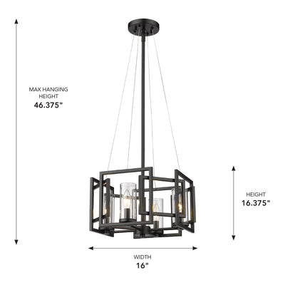Golden Lighting Marco 4-light Pendant in Matte Black - - Golden Lighting